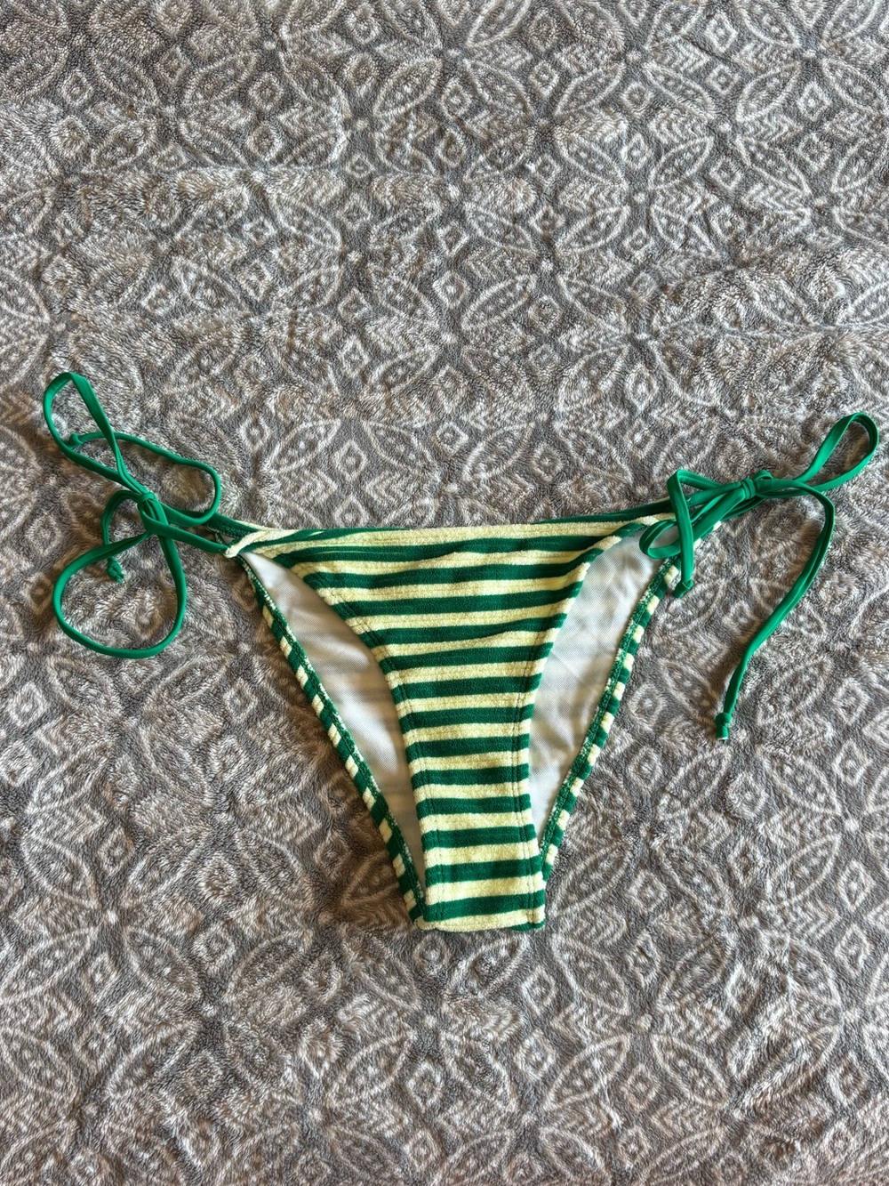 Green Striped String Bikini Bottoms Medium